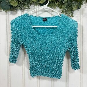 Magic Scarf Co. Turquoise Popcorn Crinkle Top Vintage y2k Stretch Retro One Size